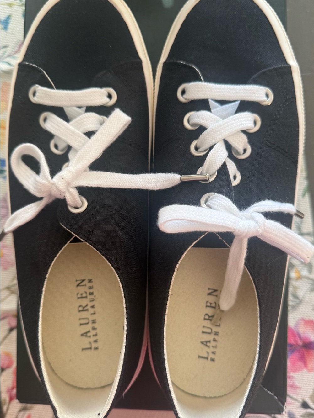 Lauren Ralph Lauren Jolie-SK-VLC BLACK Oxford Canvas Sneakers Women’s Size 9 NEW